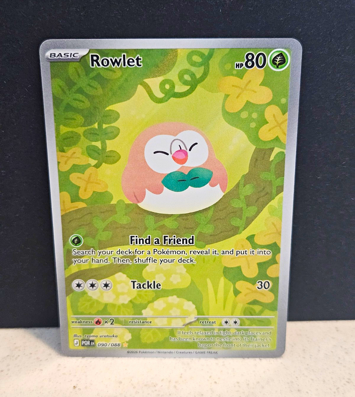 Pokemon Rowlet 090/088 Illustration Rare Perfect Order
