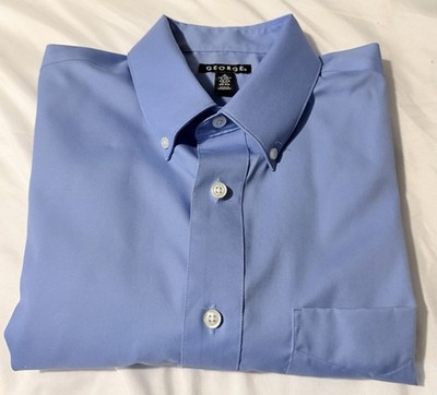 George Blue Business Button Up Medium 15-15 1/2 Neck Long Sleeves
