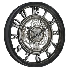 Better Homes & Gardens 20"  Rustic Metal Arabic Moving Gear Analog Wall Clock