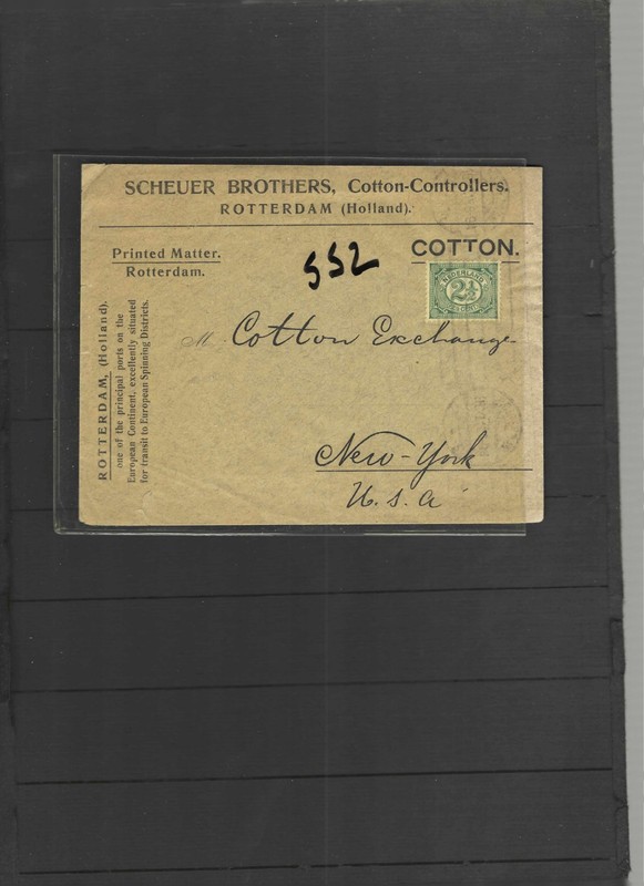 NETHERLANDS COVER 1920ISH ? COMMERCIAL 2 1/2 C GREEN TO NEW YORK F #552