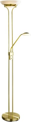 Globo Stehleuchte Deckenfluter Pluto Leselicht Messingfarbe Dimmer Glas LED 1,8m