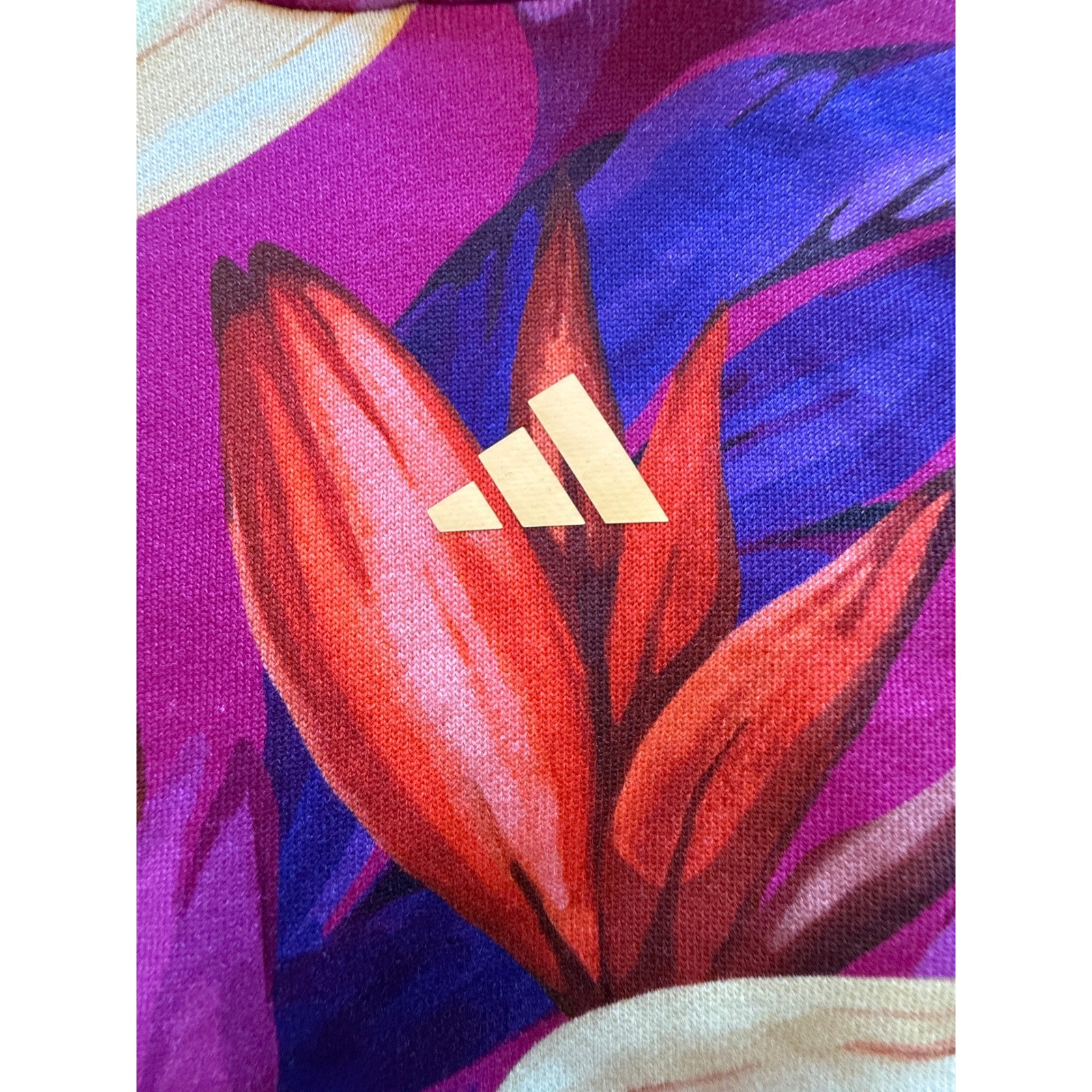 Adidas Farm Rio Hoodie Womens Small Pink Excellent Tropical Floral Crop Pullover image 3