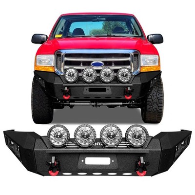 VIJAY Steel Front Bumper For 1999-2004 Ford Super Duty F250 F350 with LED Lights