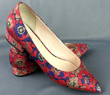 Cole Haan Vesta Skimmer Flats Red Purple Gold Jacquard Shoes Size 8B