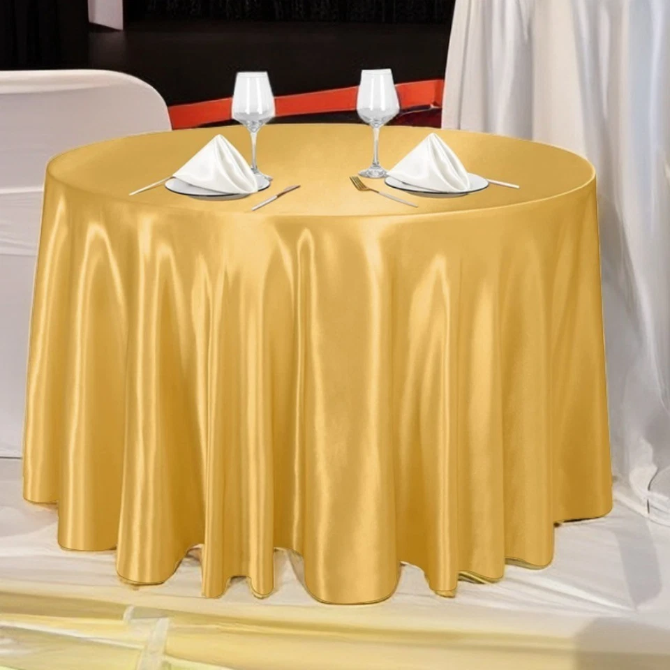 Round Smooth Satin Tablecloth Imitation Silk Solid Color Table Cover Bright - image 3 of 4