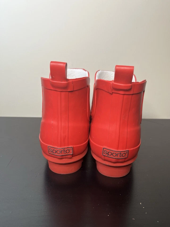 Botines de lluvia de goma rojos para mujer talla 8 impermeables al aire libre Foto 3 de 4