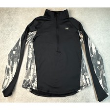 Under Armour ColdGear Womens Large Black 1/4 Zip Fitted Performance Pullover NEW