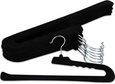 Velvet Pants Hangers - 8 Pack Black Non Slip Open Ended Hanger with 360 Swivel H
