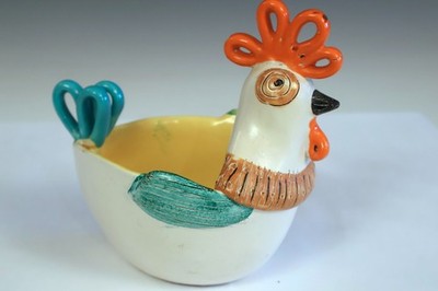 Bitossi Londi Pottery Goodfriend Imports Rooster Raymor Italian Chick Bowl As Is