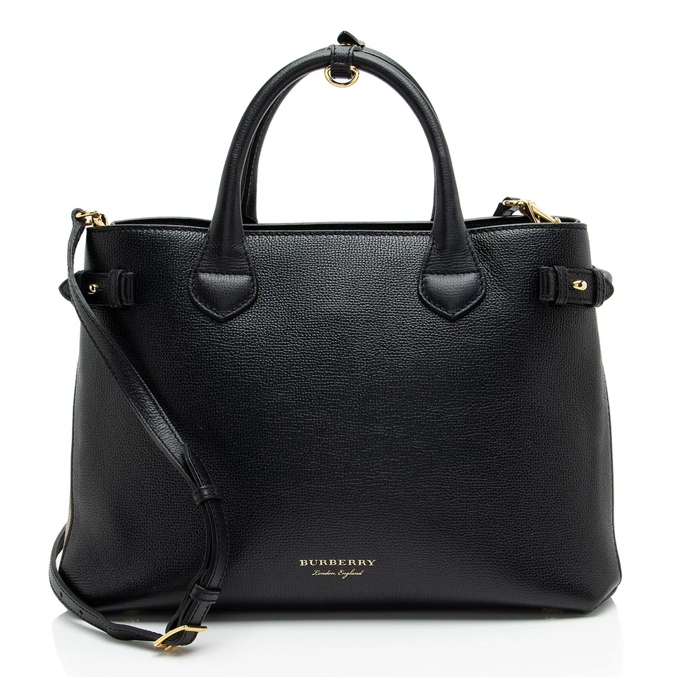 Burberry House Check Leather Banner Medium Tote