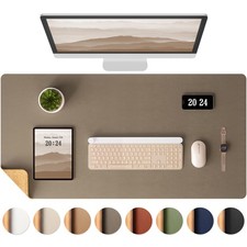 1 PCS Coffee 37.8x17 Inch PU Leather Cork DualSided NonSlip Mouse Desk Pad Mat
