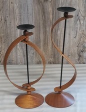 Vintage Mid-Century Modern Bentwood Teak Cand...