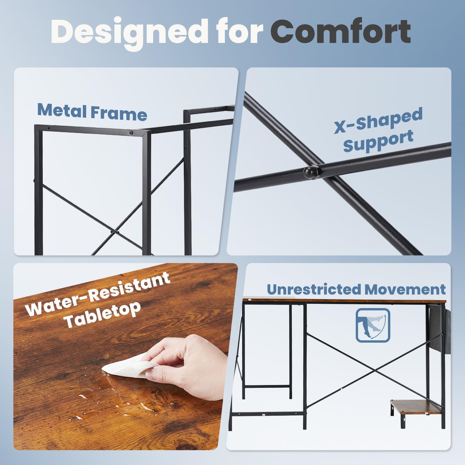 L Shaped Desk Computer Gaming Corner Table 50 Inch Home Office Writing Studen...