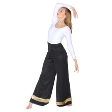 Danzcue Girls Praise Dance Palazzo Pant Large-X-Large Black-gold