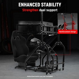 Dardoo Racing Simulator Cockpit With Seat & Triple Monitor Stand Fits Logitech