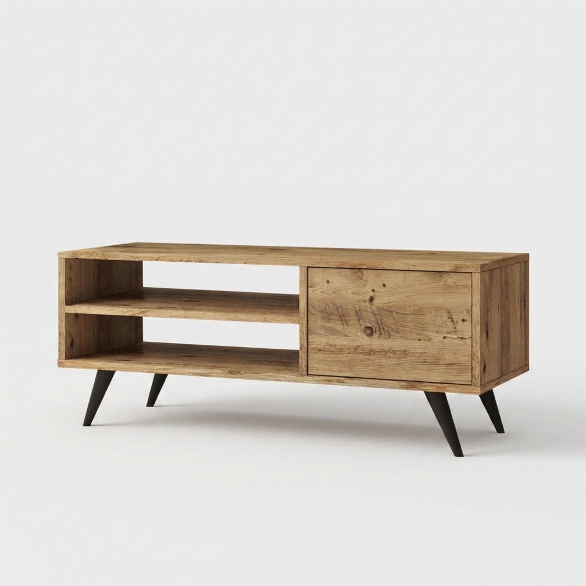 Meuble TV mobile Daren multifonction avec étagères de rangement et porte battante