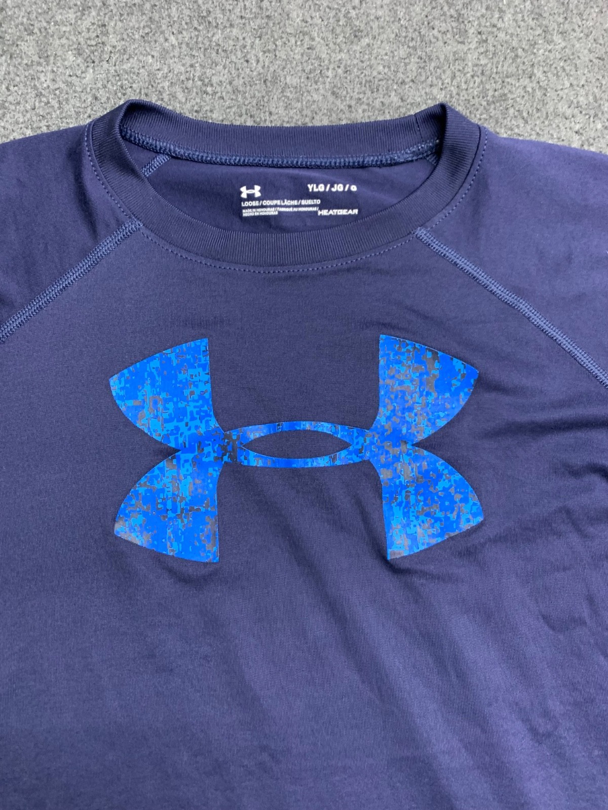 Blue Under Armour Big Logo Graphic Top - Youth Large, Gently Used Condition image 3