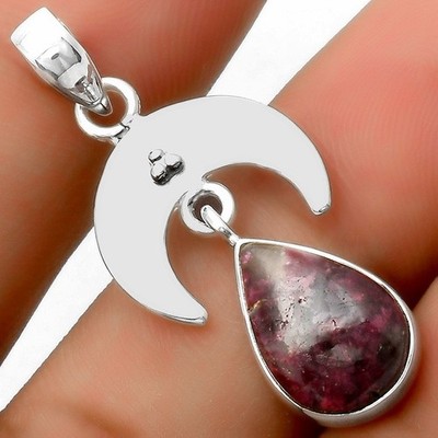 Mondsichel - Turmalin Quarz 925 Sterling Silber Anhänger Schmuck P-1133