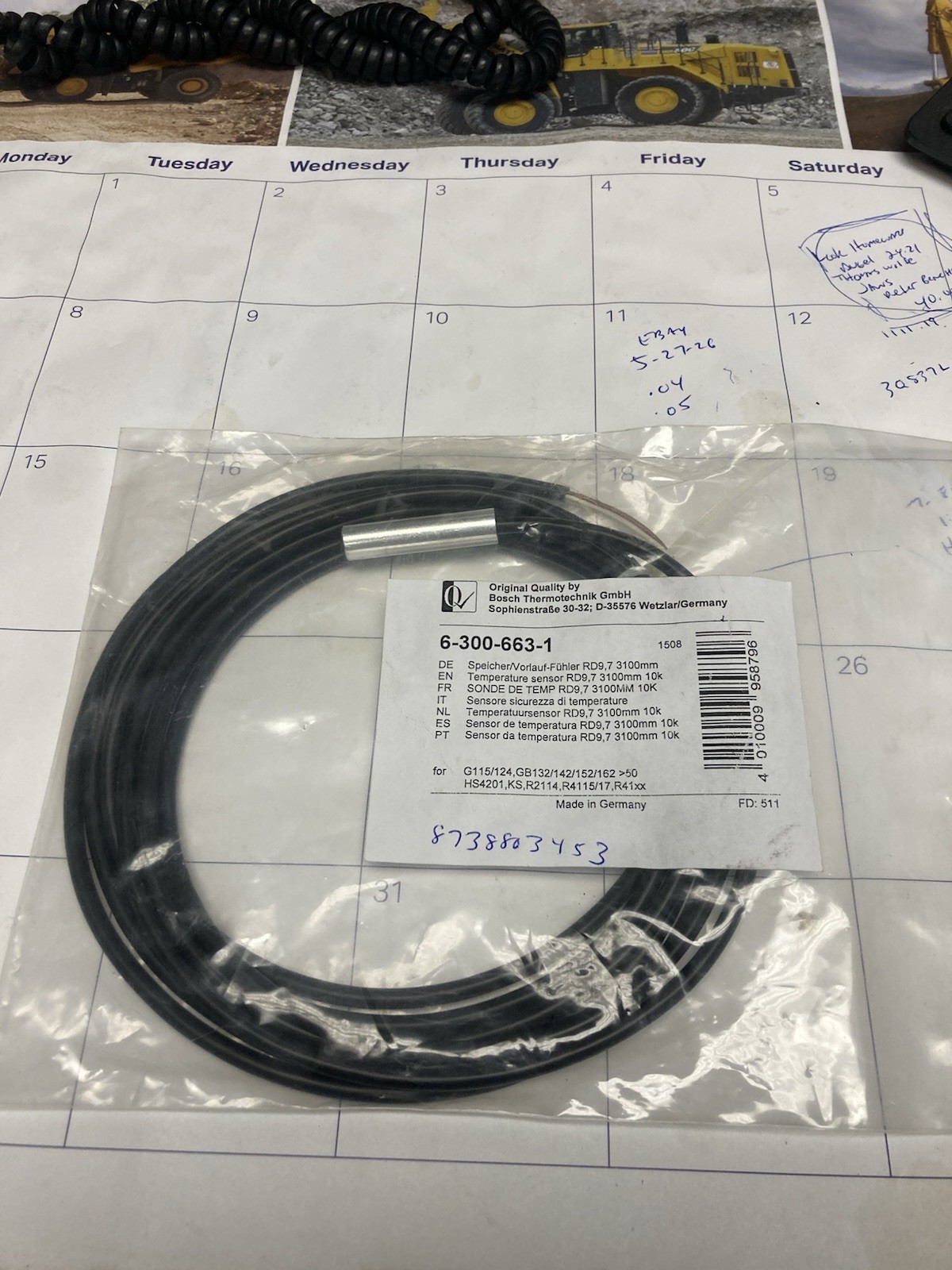 Bosch HVAC 8738803453 Temperature Sensor Rd9 7 310Cm