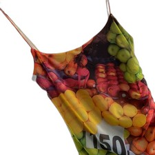 New Zara M Maxi Bodycon Sexy Tank Dress Colorful Spaghetti Strap Fruit UB1-32