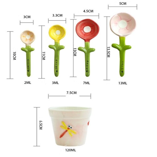 Sonnenblumen Messlöffel und Tassen Set, Niedliche Keramik Messlöffel, Baki... - Bild 7 von 7