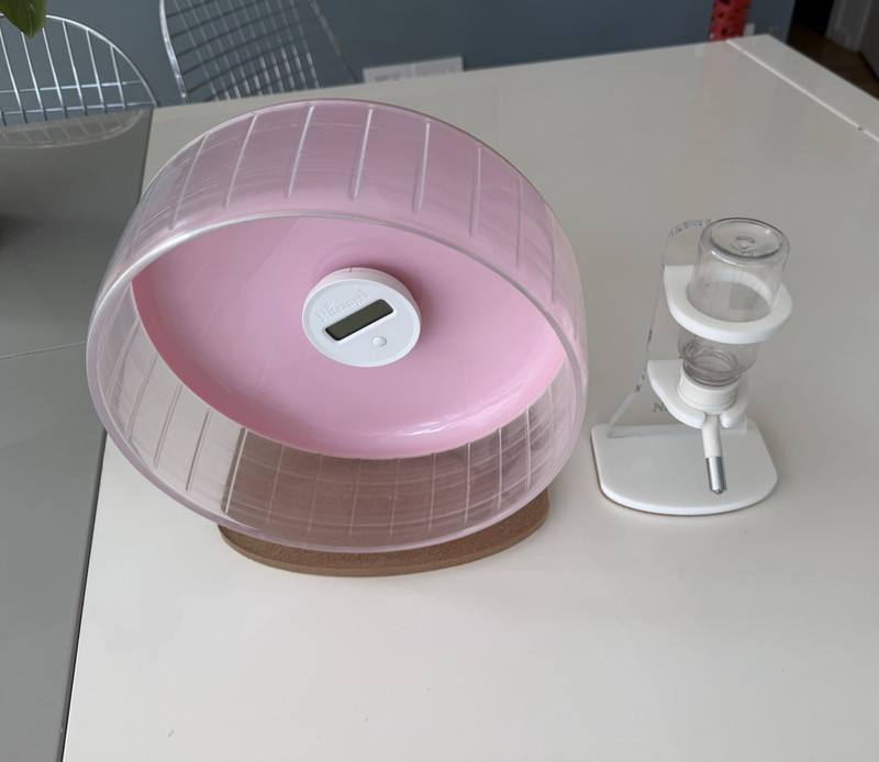 Niteangel Medium Hamster Exercise Wheel Pink w/ turns counter and water bottle