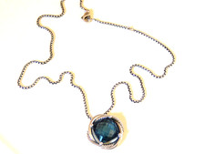 DAVID YURMAN INFINITY SS BOX CHAIN HAMPTON BLUE TOPAZ NECKLACE
