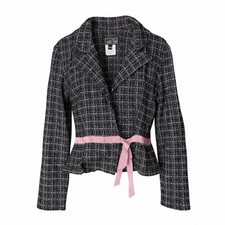 Y2K Suits Us Pink Black Textured Tie Front Blazer Jacket 9/10