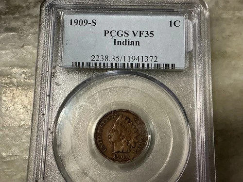 1909-S Indian Head Penny VF35