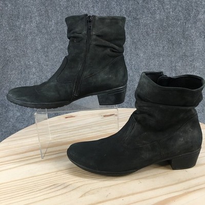 Hartjes Boots Womens 8 Ankle Bootie Black Side Zip Casual Comfort Block Heels
