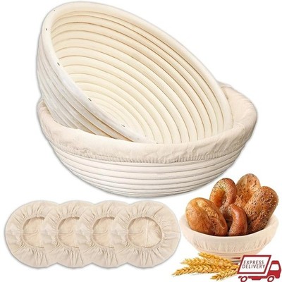 Complete Sourdough Bread Proofing Basket Set W/ Linen Liners Artisan Baking New