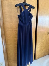 Lulus Air Of Romance Navy Maxi Dress, Hemmed
