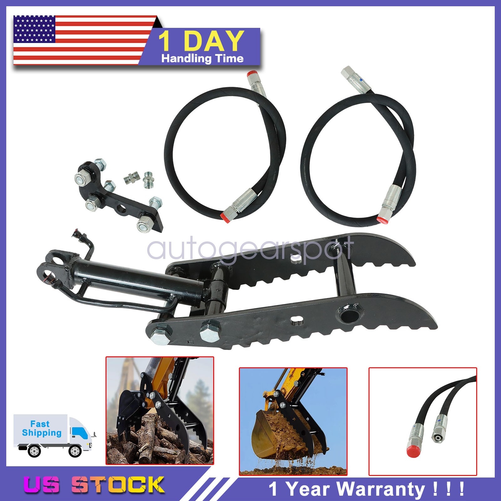L-Shaped Bracket Hydraulic Thumb Clip For Mini Excavators Attachments 3-Holes