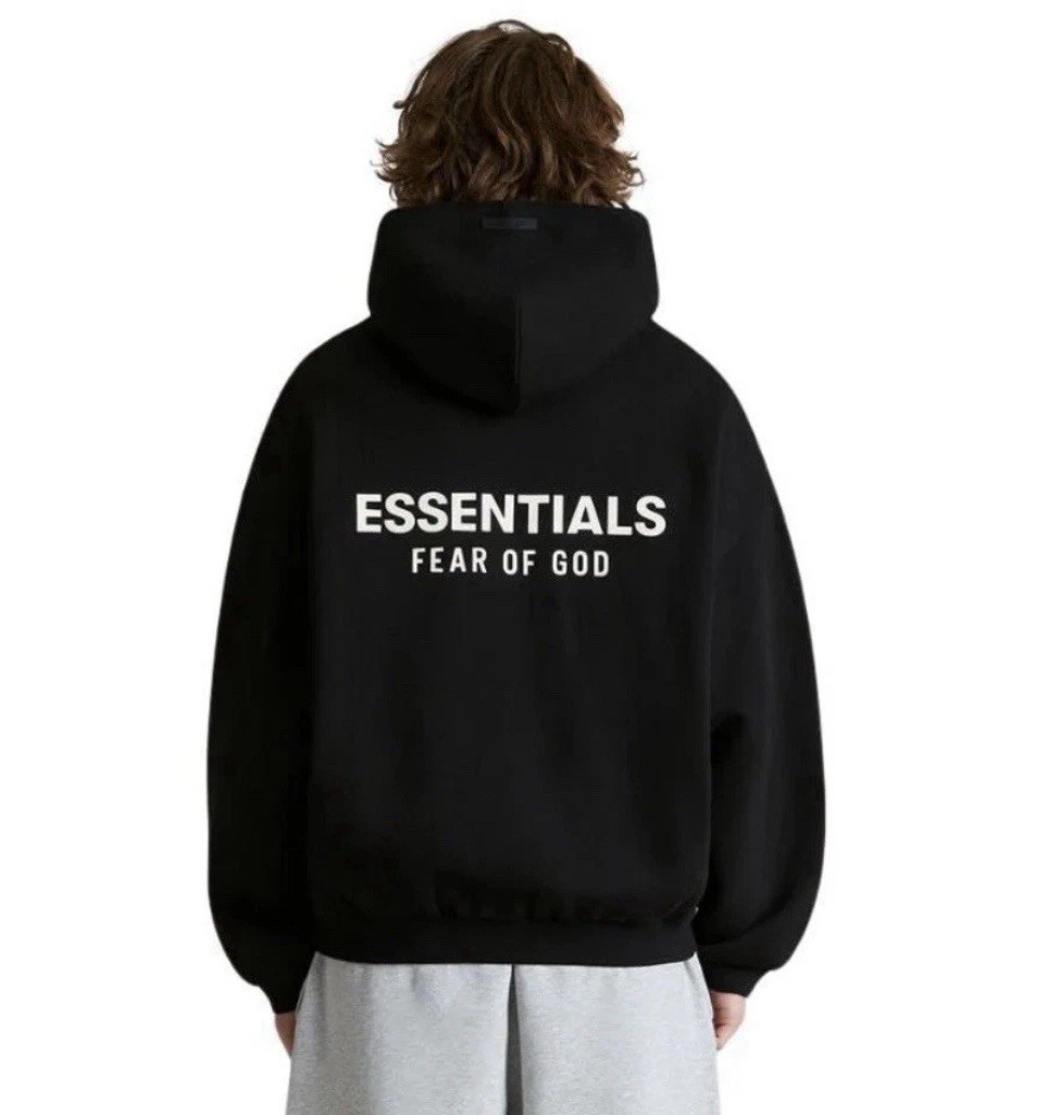 Fear of God Essentials Fleece Hoodie (FW24) AUTHENTIC Black Size