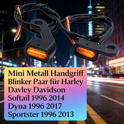 Mini Metall Handgriff Blinker für Harley Softail Dyna Sportster Paar