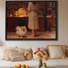 Cozy Home Decor Dog Oil Painting Framed Canvas Pet Portrait Wall Art Gift