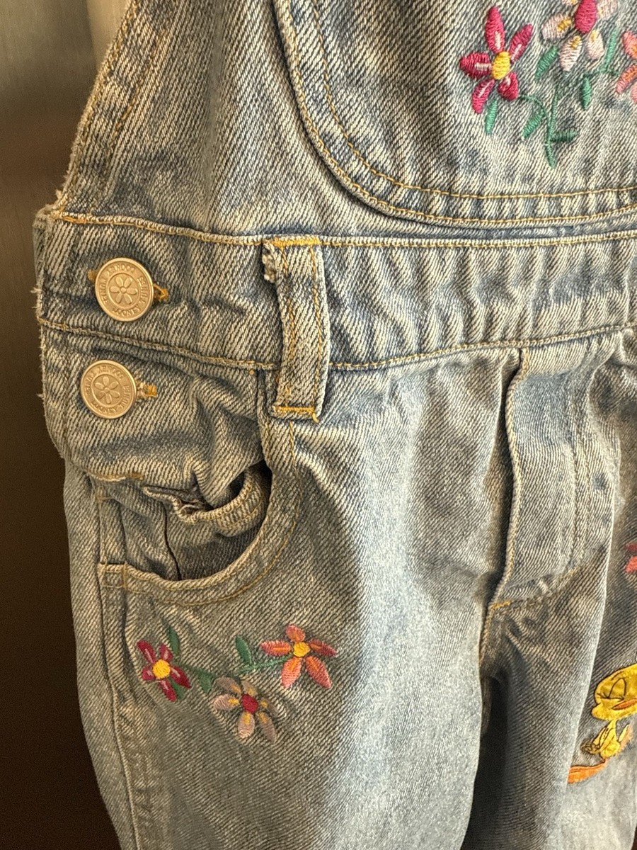 Salopette En Jean Looney Tunes Enfant Taille 4/5 Ans - Bleu Avec Tweety, Style Années 90