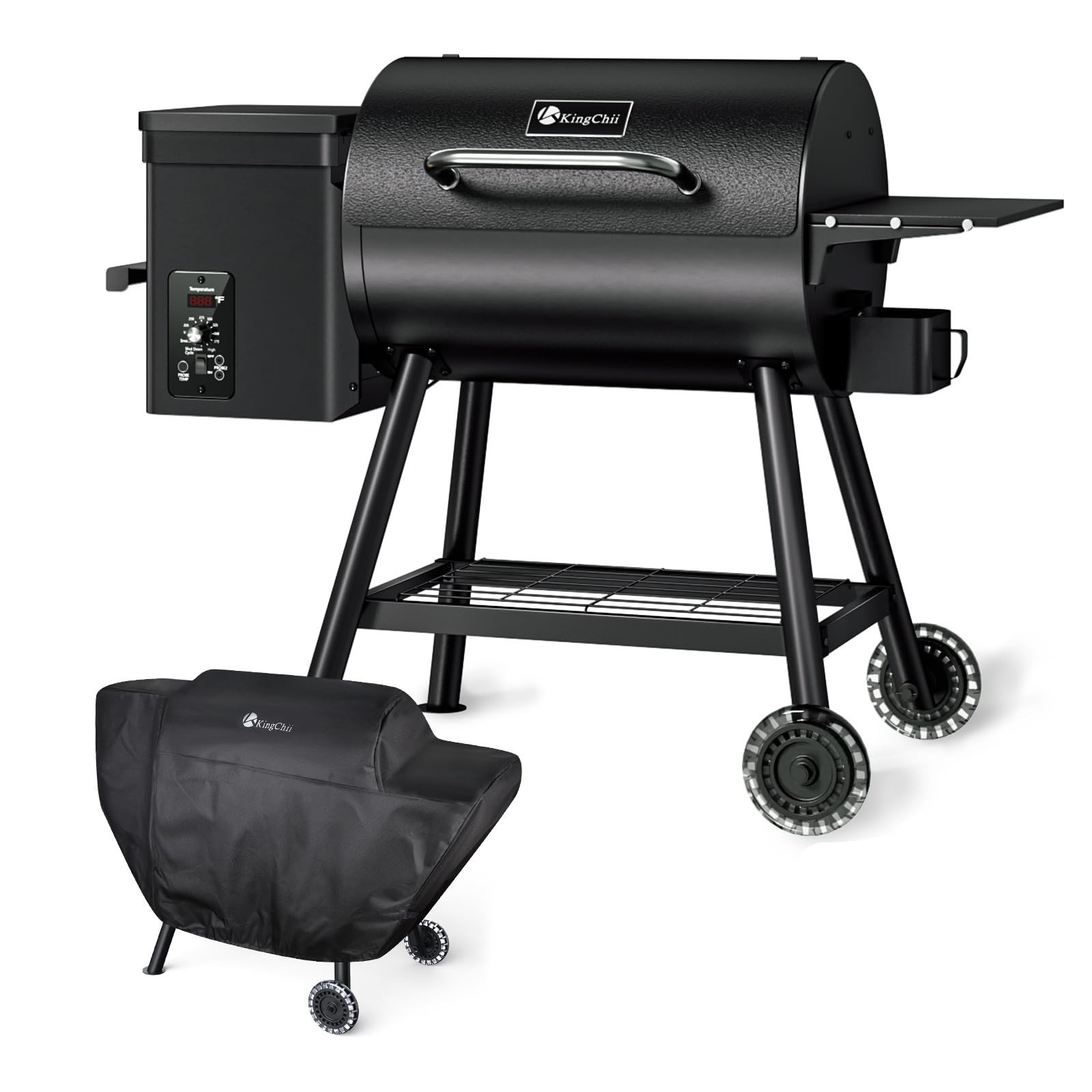  Electric Wood Pellet Grill & Smoker with Side Shelf, 456 SQ