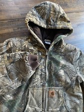 Carhartt Realtree Camo Jacket Youth M 10-12 Hooded Canvas Quilted Full Zip VTG