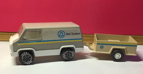 Vintage Tonka Bell Systems Van 1979 Steel/Plastic Toy Truck And Trailer