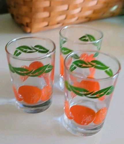 Anchor Hocking Orange Juice Glasses Set Of 3 - Vintage 1987