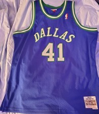 Mitchell  Ness Dallas Mavericks Dirk Nowitzki 41 Blue Hardwood Classics Jersey