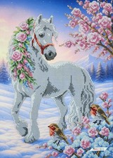 Horse Bead Embroidery Kit DIY Craft Kit Needlepoint Beadwork  a561