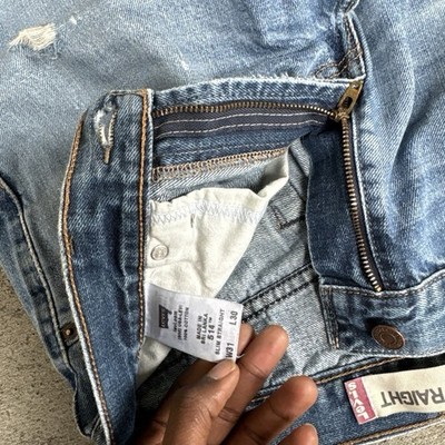 y2k levi s 514 faded blue distressed slim straight jeans