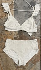 Vineyard Vines 2 Piece Bikini - Off White Ruffled Top - Size Small