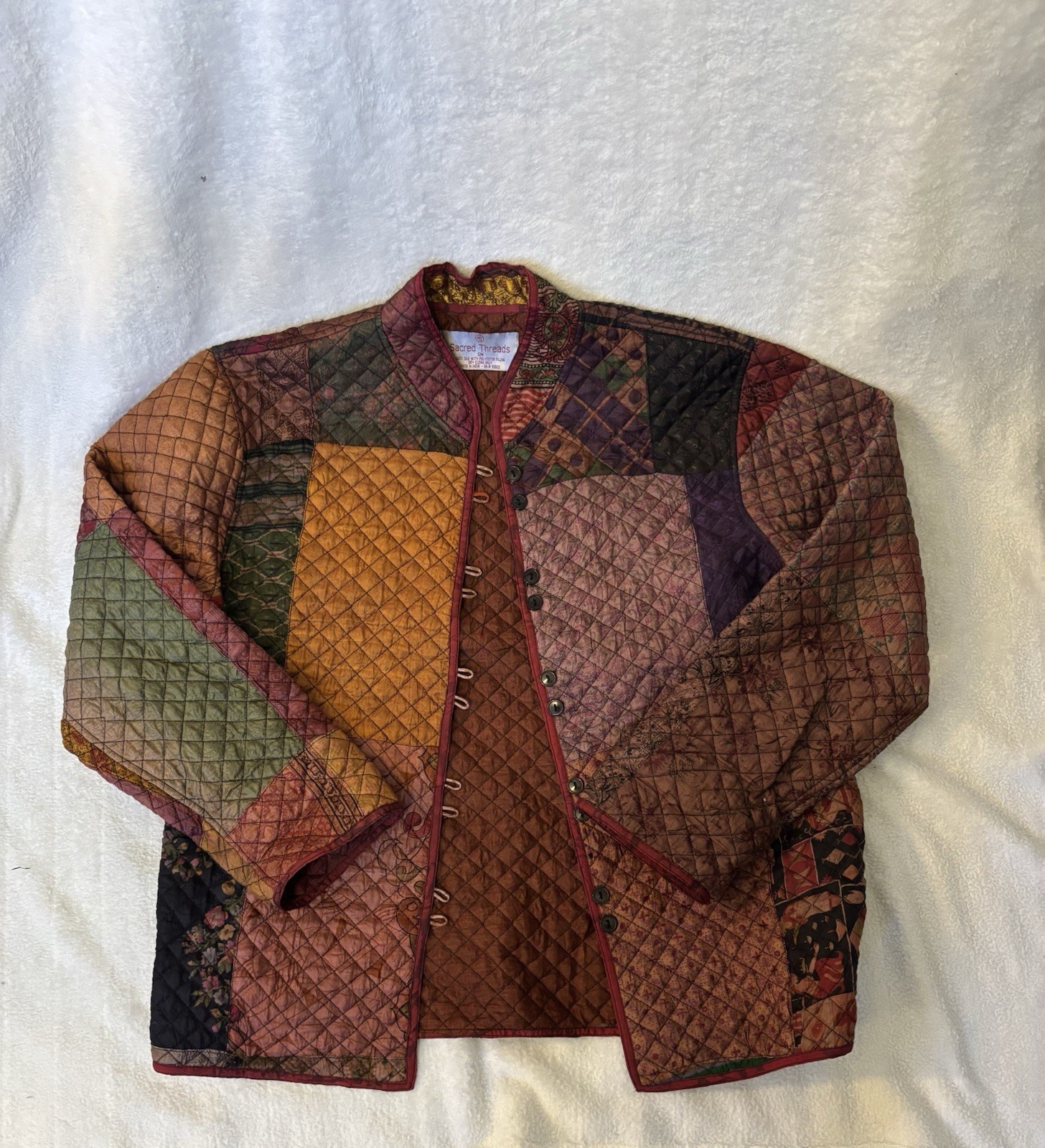 Sacred Threads Quilted Patchwork Multicolor Butto… - image 1