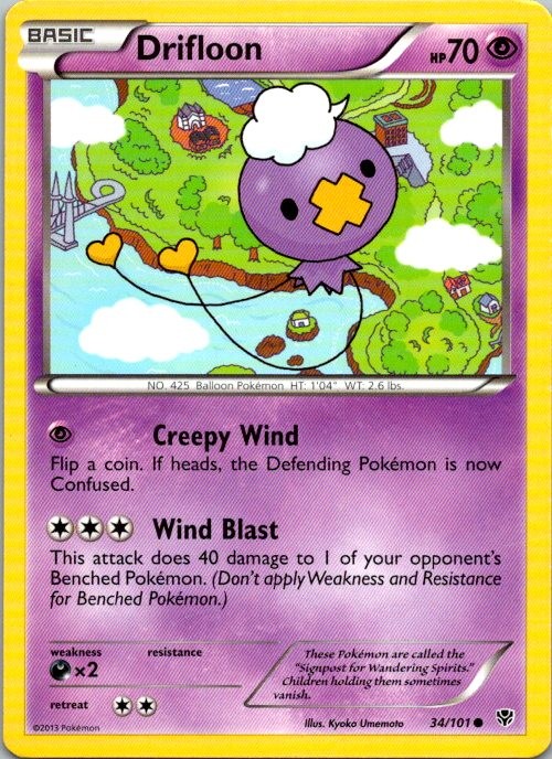 Drifloon 34/101 Common Plasma Blast Pokemon Near Mint