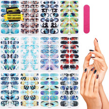 12 hojas de esmalte de uñas de mármol pegatinas envolturas, esmalte de uñas autoadhesivo de cubierta completa