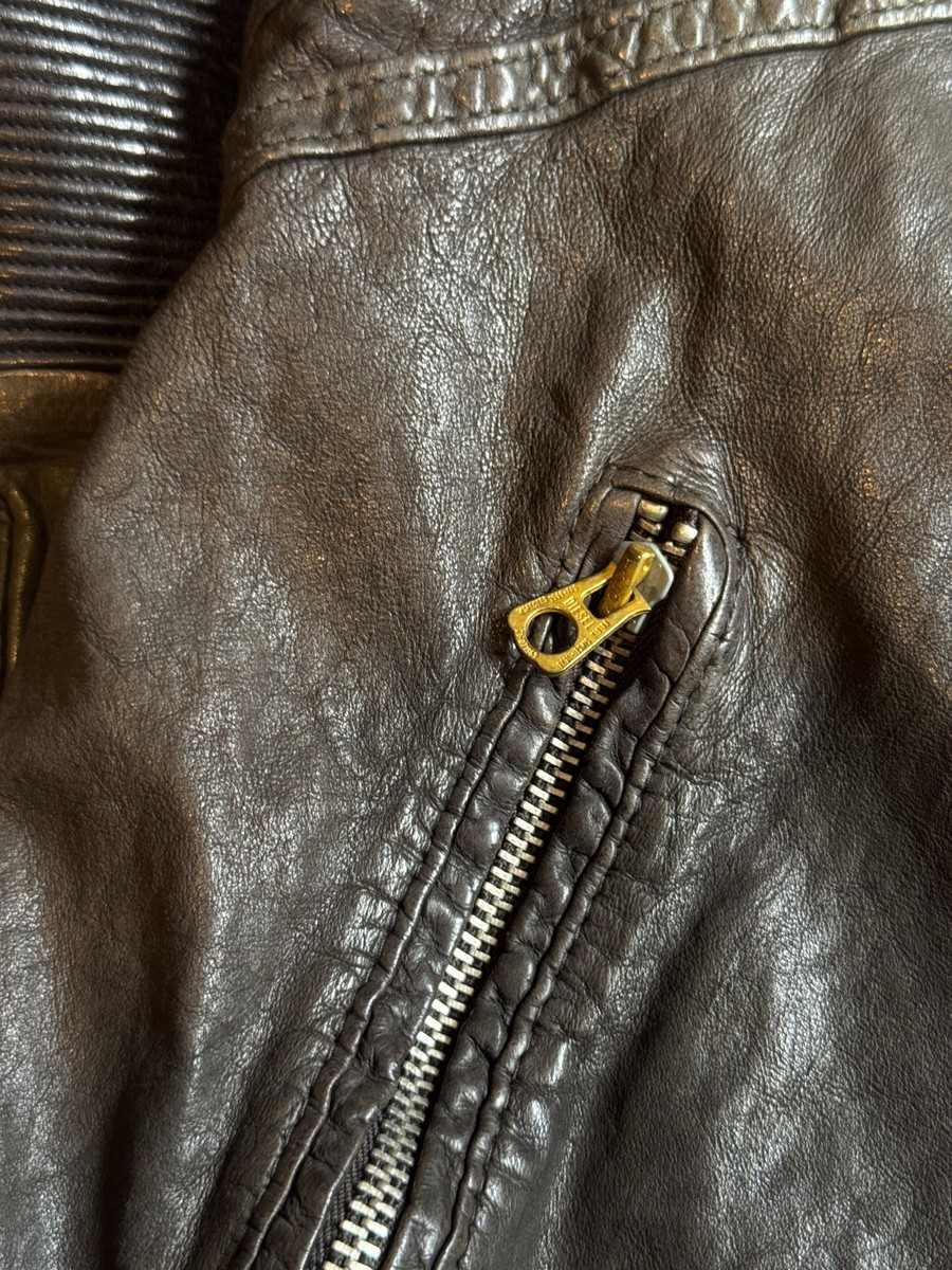 Diesel Sheep Leather Jacket Small - Rare B.R.G.Z. Skull Liner