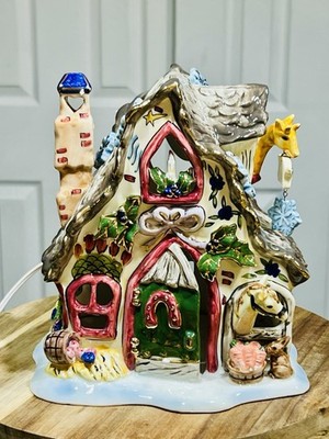 Vintage O well Ceramic Lighted  Horse Care  Holiday House   Hand Painted Village